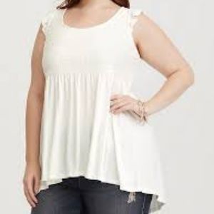 Torrid White Lace Yoke & Ruffle Babydoll
